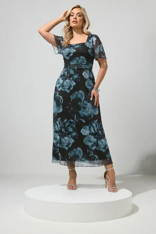 Floral Square Neck Maxi Dress - Yours