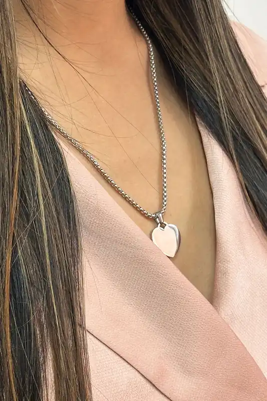 Heart Shape Pendant Necklace in Silver - Gift Boxed