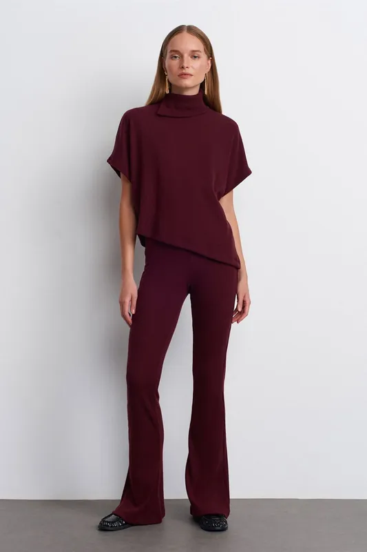 High-Waist Flare Knit Pants