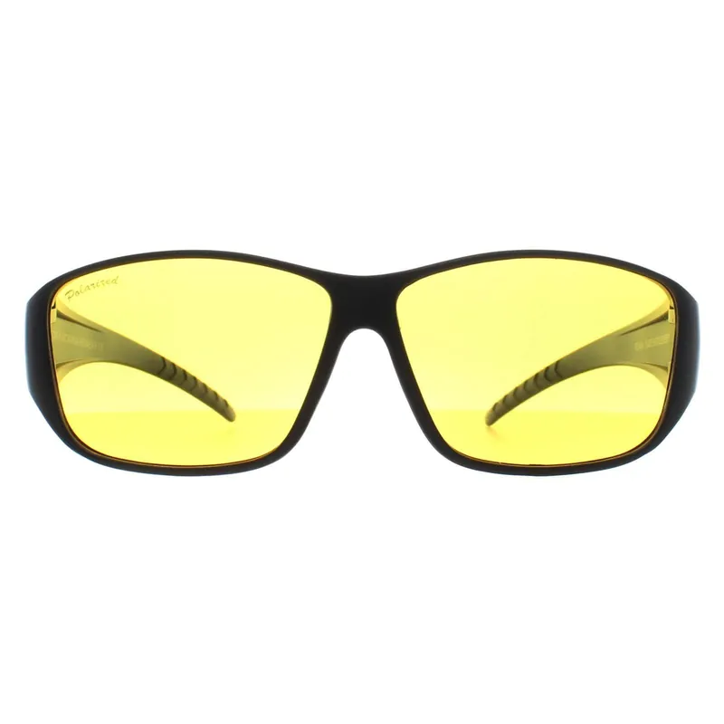 Rectangle Matte Black Yellow Polarized FO4 Fit Over Glasses Night Driving Sunglasses - montana