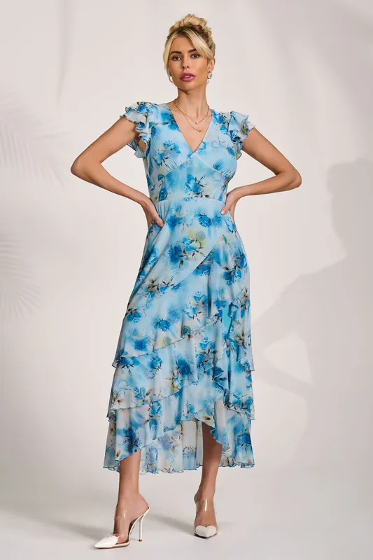 Mesh Ruffle Detail Maxi Dress - Jolie Moi