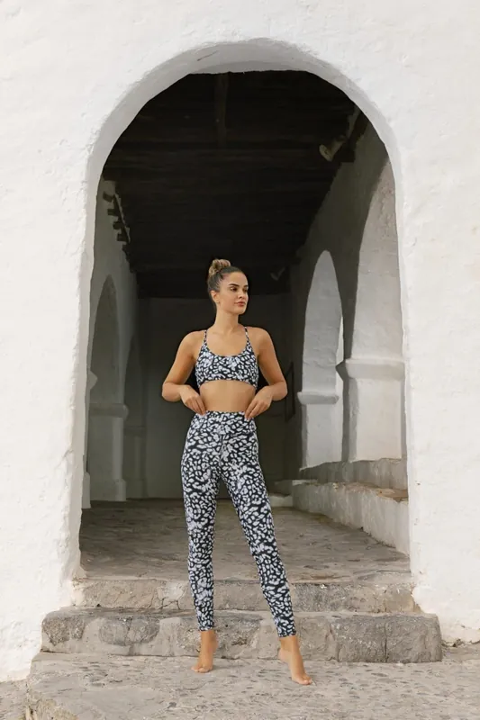 Malala Leopard Print Stretchy Yoga Leggings High Rise Active Pants - Dancing Leopard