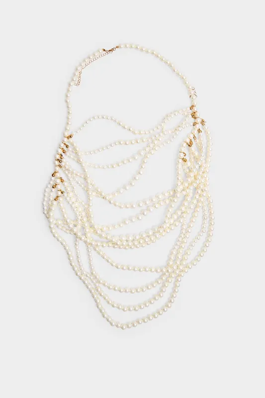 Layered Pearl Necklace & Body Chain White - Public Desire