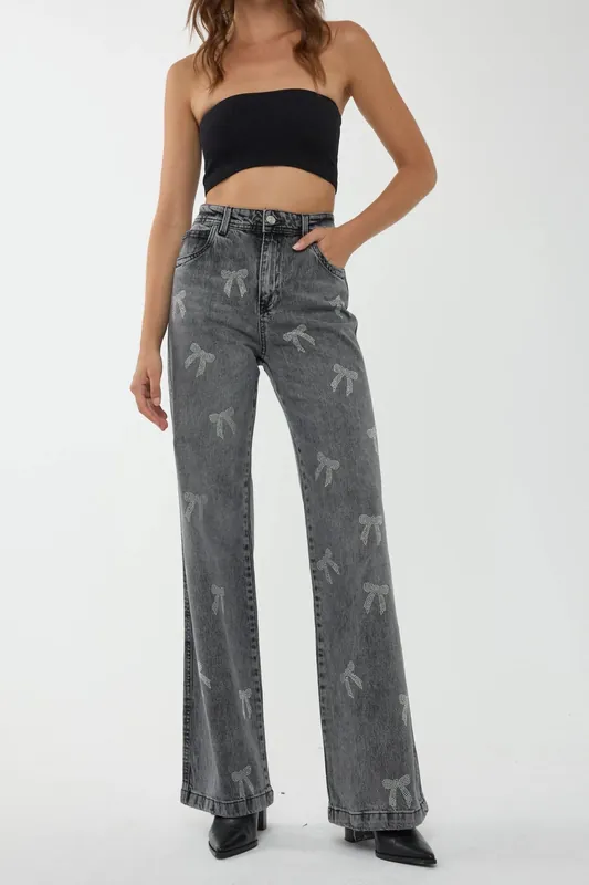 High Waist Straight Leg Jeans - Hiccup