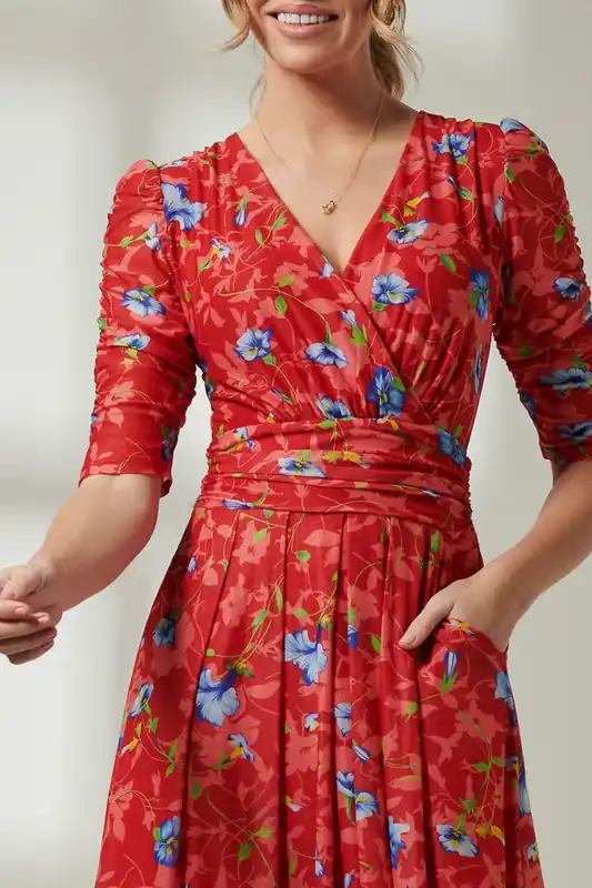 Gavina Ruched Sleeve Mesh Maxi Dress - Jolie Moi