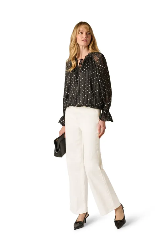 Printed Ruffle Tie Blouse - Adrianna Papell