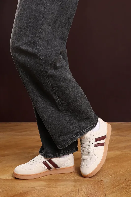 Arelia' Retro Lace Up Trainers with Stripes Detail - Where's That From