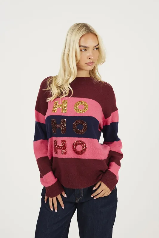 Sequin Slogan Christmas Jumper - Brave Soul