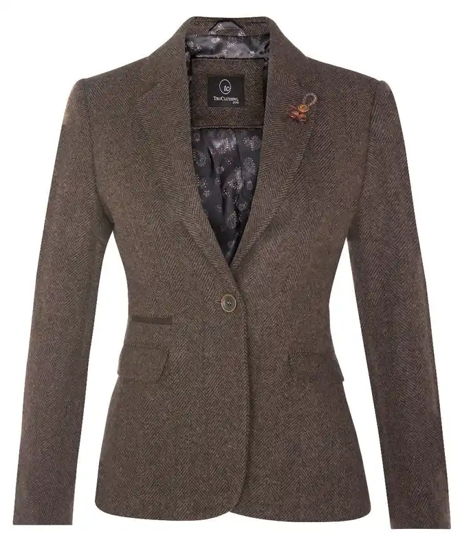Tweed 1920s Herringbone Blazer - Infinity Leather