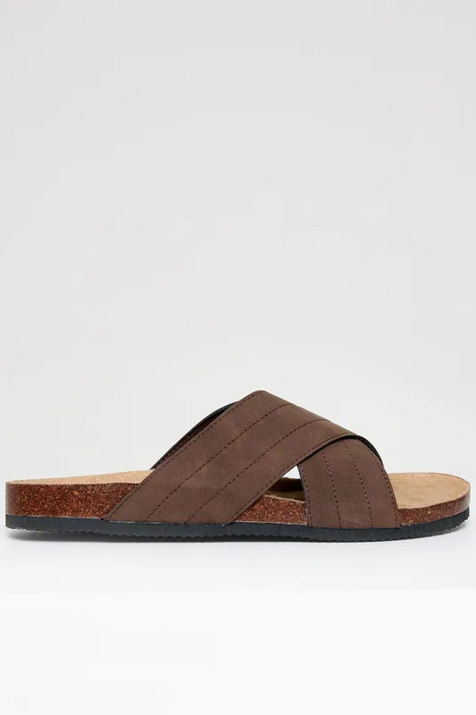 Faux Suede Cross Strap Sandals - Threadbare