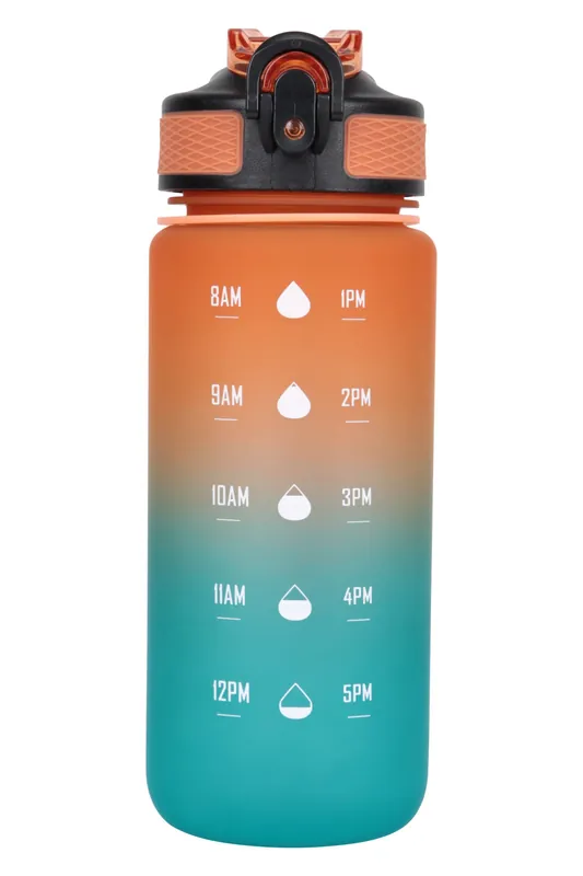 Leakproof BPA Free Ombre Wide Push Lid Plastic Water Bottle 600ml - Mountain Warehouse