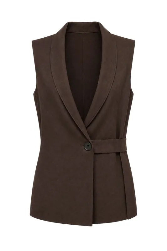 Belted Cotton-linen Waistcoat