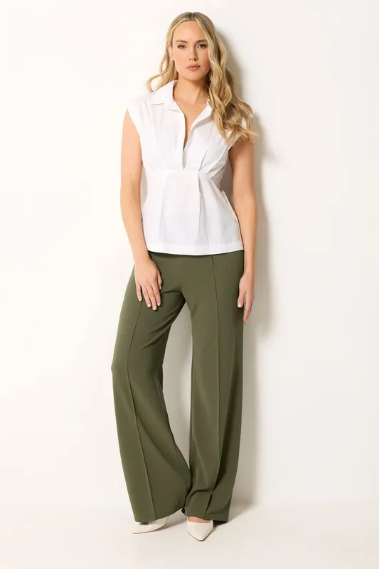 Tall Textured Pleated Wide Leg Trousers - Long Tall Sally