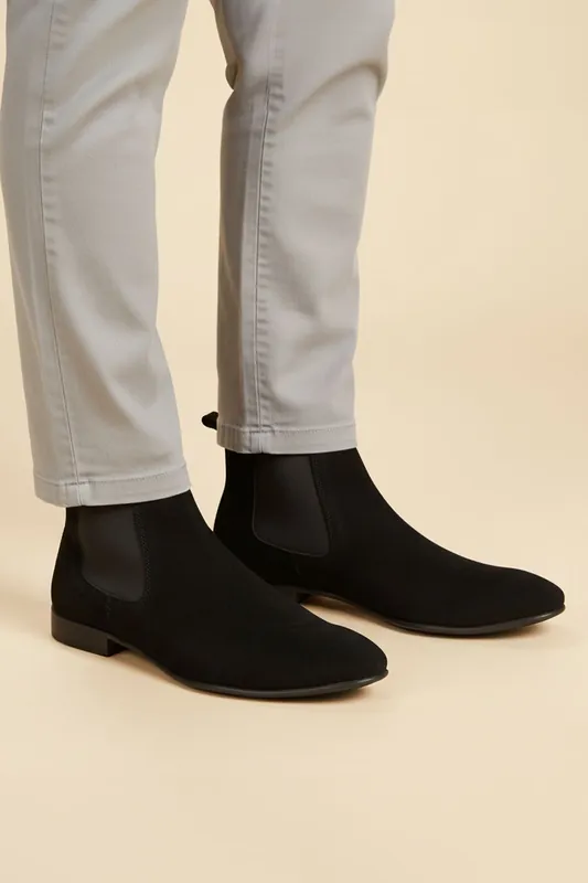 Carnaby Suede Leather Smart Formal Mens Chelsea Boots - Silver Street London