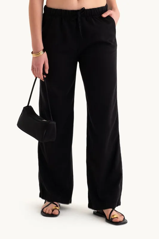 High Waist Drawstring Straight Leg Trousers - Hiccup