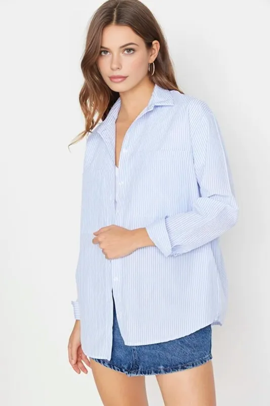 Striped Woven Shirt with Pocket Detail - WOVCOR