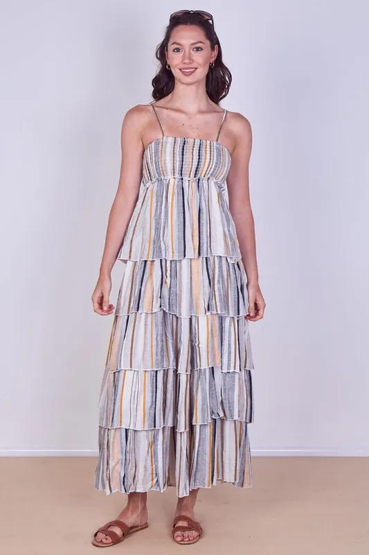 Tiered Check Maxi Dress - ELAINA FASHION
