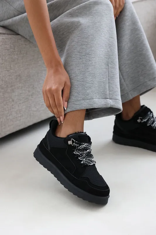 Xavia' Suede Low Top Trainer Slipper With Faux Fur Lining - Where's That From