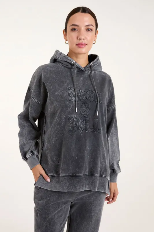 Rock & Roll Acid Wash Hoodie - Blue Vanilla