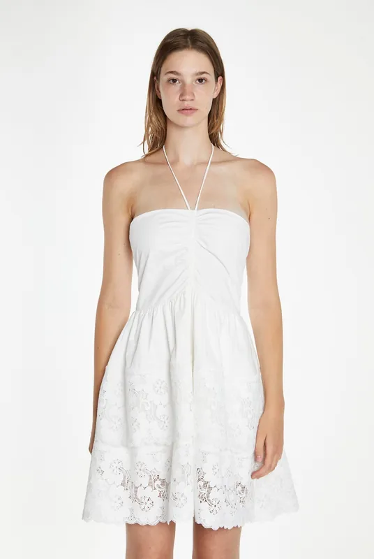 White Halterneck Mini-Dress