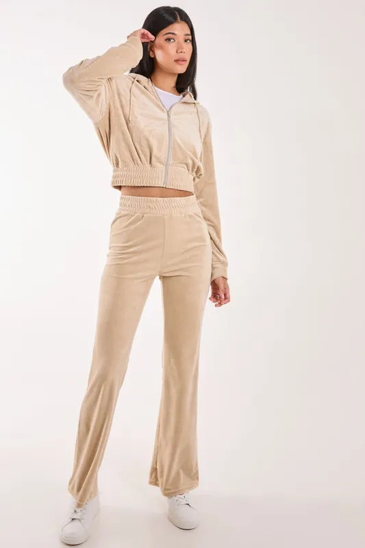 Velour Flare Joggers - Pink Vanilla