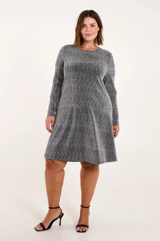 Curve Lurex Swing Dress - Blue Vanilla