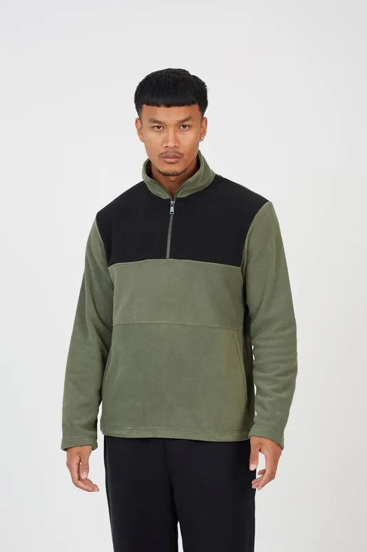 Contrast Panel Quarter Zip Sweatshirt - Brave Soul