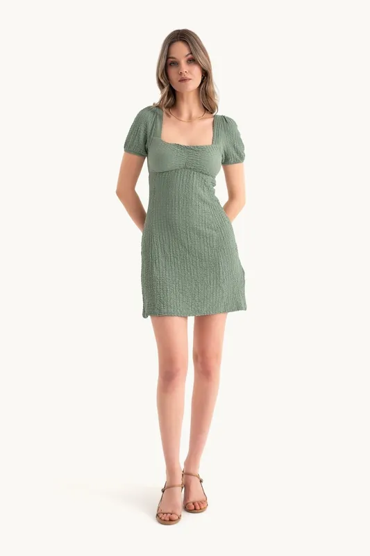 Square Neck Mini Dress with a Back Cut Out - Hiccup