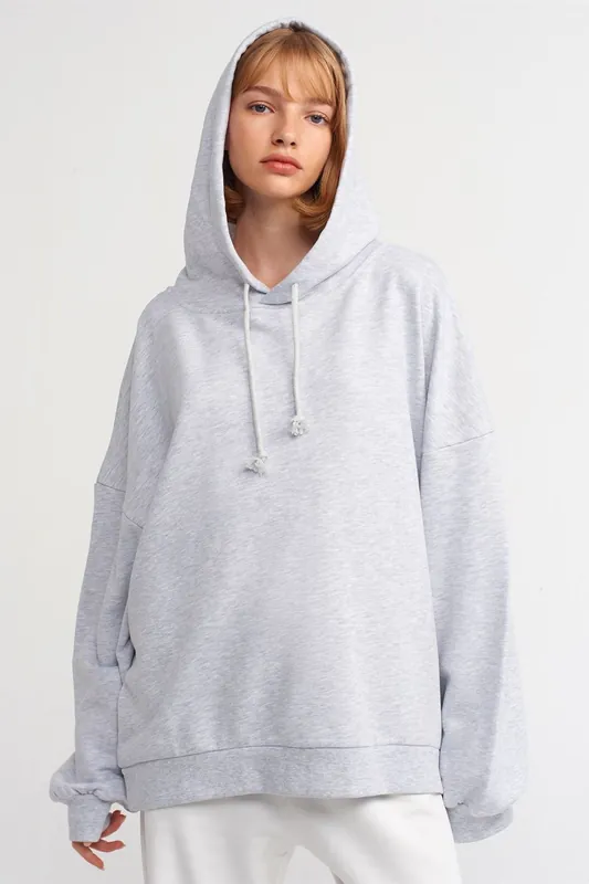 Oversized Cotton Hooded Sweatshirt - Dilvin