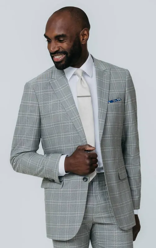 Grey with Tan Check 2 Piece Suit - Dobell