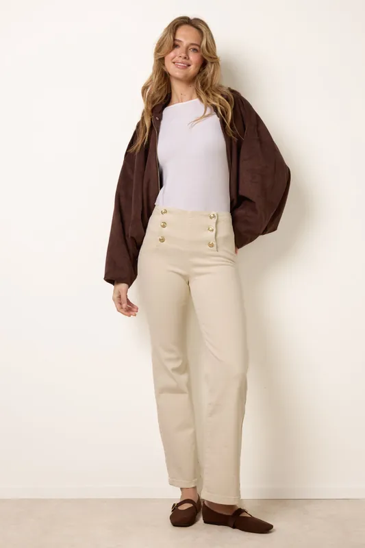 Off White Triple Button Front Jeans - Blue Vanilla