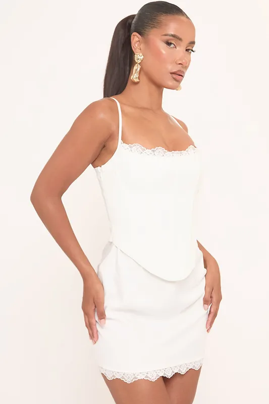 Strappy Lace Trim Mini Dress - EGO