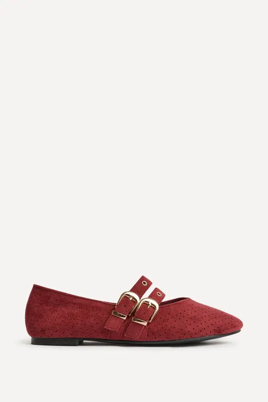 Rogue Red Ballet Flats With Eyelet Detail - Linzi