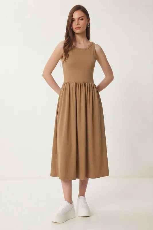 Sleeveless Crew Neck Midi Dress - Happiness Istanbul