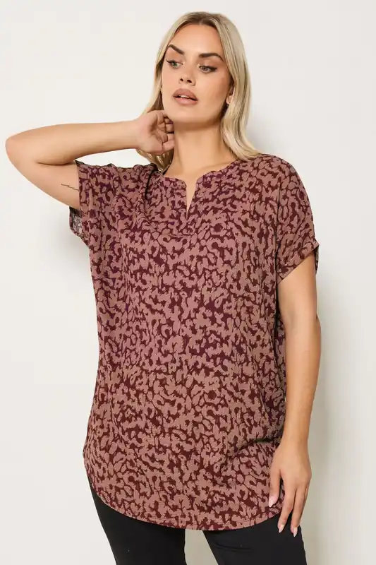 Textured Abstract Notch Neck Top - Yours