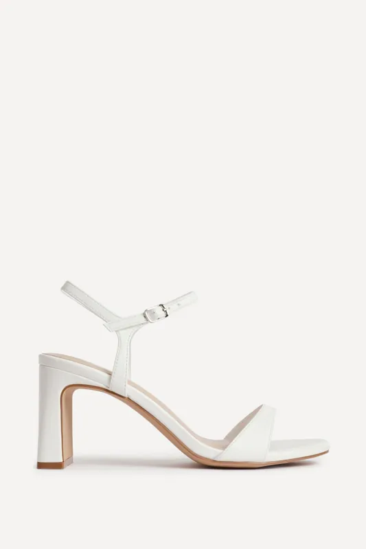 Charisma White Faux Leather Heeled Sandals - Linzi