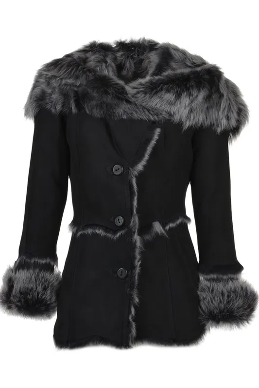 Muna' Toscana Long Haired Shearling Jacket With Large Hood - Ashwood Leather