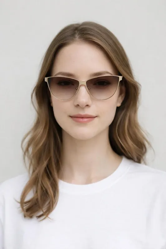 Roung Flat Top Metal Sunglasses In Brown - SVNX