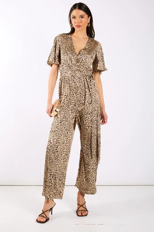 Leopard Printed Satin Jumpsuit - Needs No Label