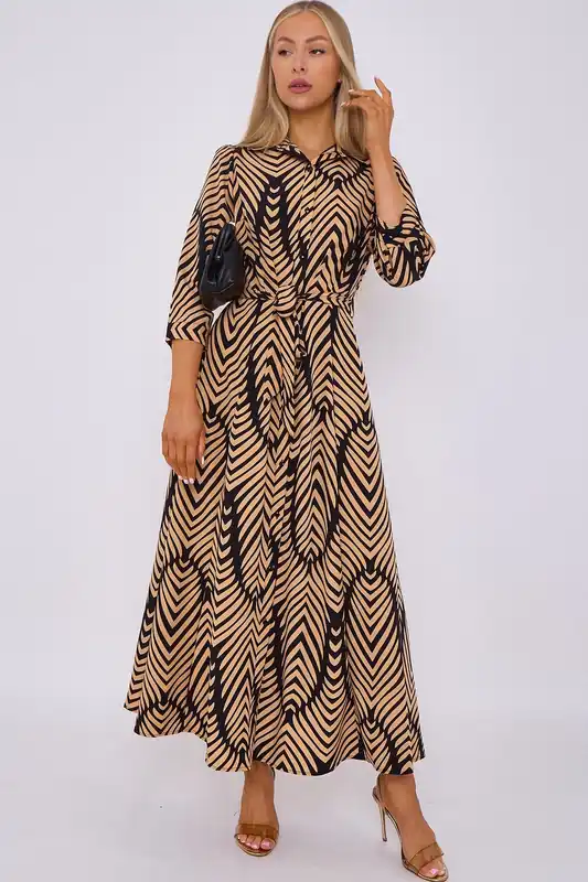 Chevron Print Maxi Shirt Dress - Love Sunshine