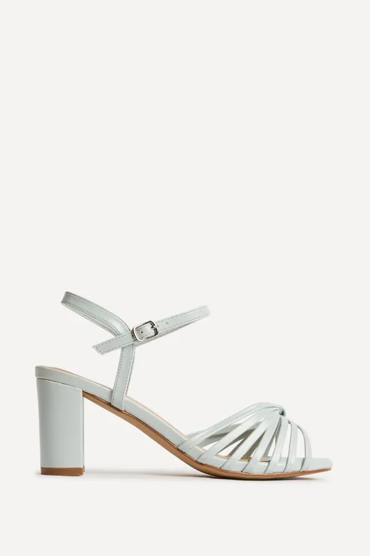 Arabel Pale Blue Faux Leather Block Heeled Sandals - Linzi