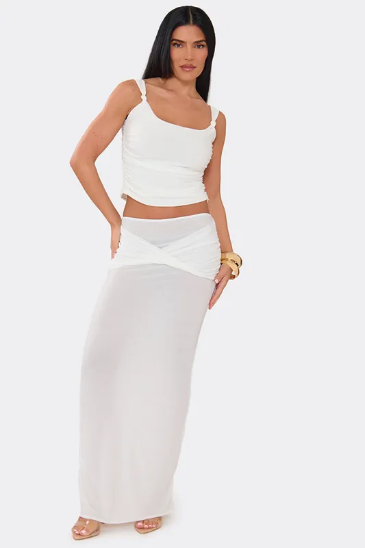 Twist Chiffon Mid Rise Maxi Skirt - EGO