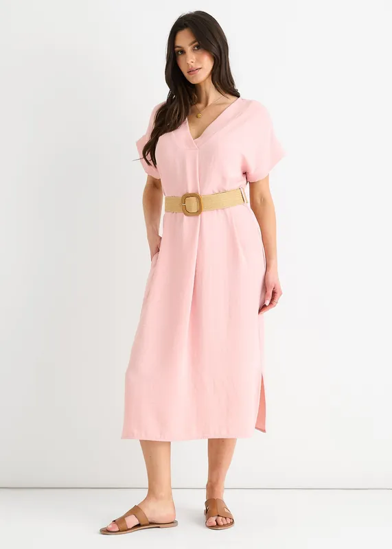 Blush Air Flow Belted Oversized Dress - Gini London