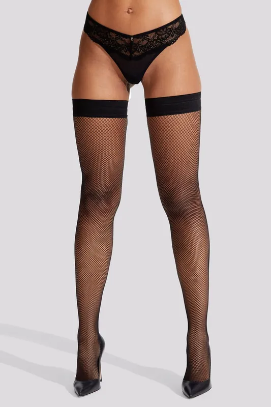 Bridal Micro Fishnet Seamed Hold Ups - Ann Summers
