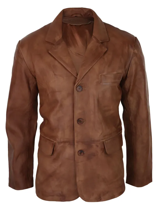 Real Leather Smart Casual Blazer - TruClothing