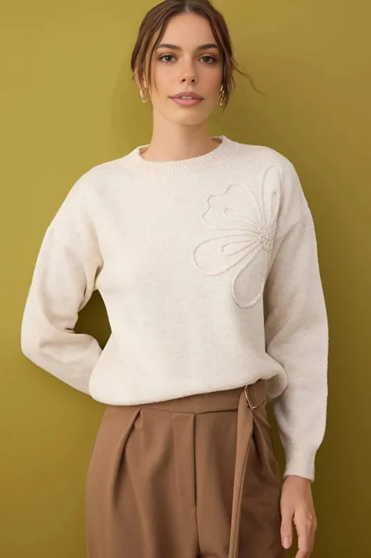 Floral Detail Soft Knit Jumper - WOVCOR