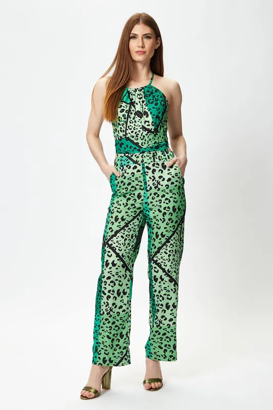 Green Animal Print Jumpsuit - Liquorish