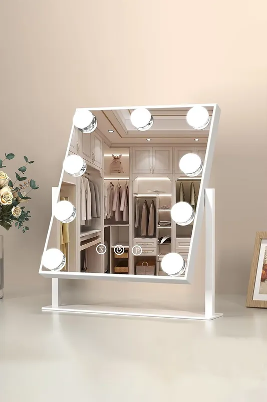 Vanity Mirror with Lights,3 Lighting Modes,Touch Screen Control with a USB Wire,Tabletop Cosmetic Mirror For Bedroom - Living and Home