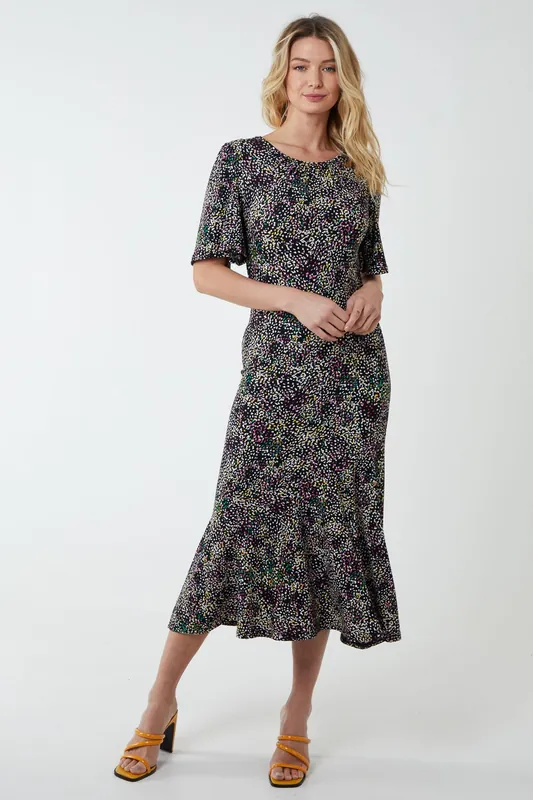 Angel Sleeve Tiered Midi Dress - Blue Vanilla