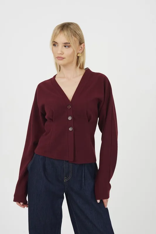 Long Sleeve Button Down Top With Pleats - Brave Soul